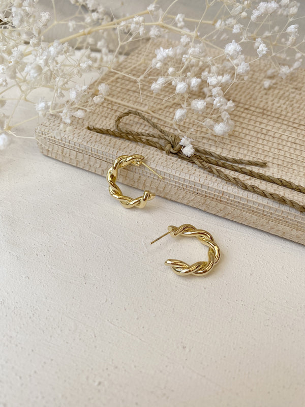 Lia Twist Hoop Earrings - 14k Gold Plated