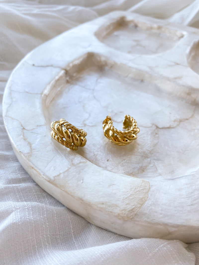 Olive Hoop Earrings - 14k Gold Plated
