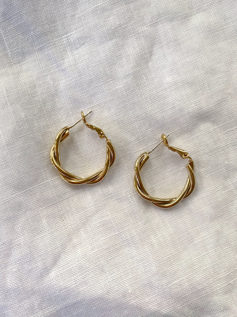 Twist Hoop Earrings - 14k Gold plated